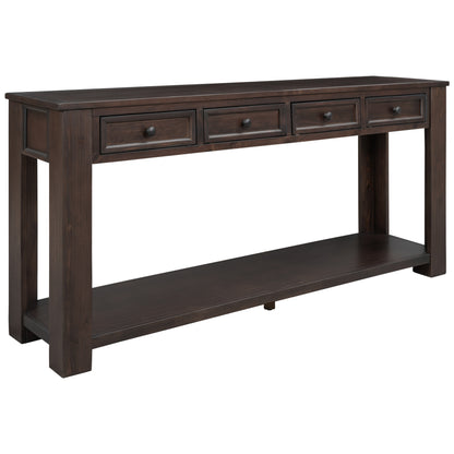 Hearth & Haven Clara Console Table with Storage Drawers and Bottom Shelf, Espresso