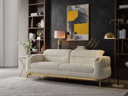 Zoe Modern style Sofa made with wood and Gold accents in Cream  same as B009P303216 (G is CA inventory, B is NJ inventory)