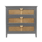 3-Drawer Cabinet - Natural Rattan - American Furniture - Suitable for Bedroom, Living Room, or Study - Gray MDF