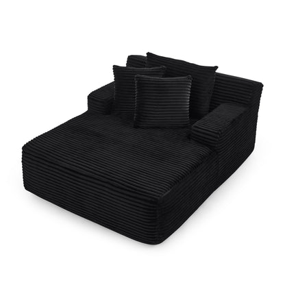 Modern Velvet Fabric Single Lazy Sofa Lounge Chair, Indoor Use, Black, No Assembly Required