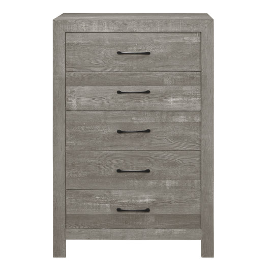 Rustic Design Gray Finish 1pc Chest with Storage Drawers Black Metal Hardware Bedroom Furniture