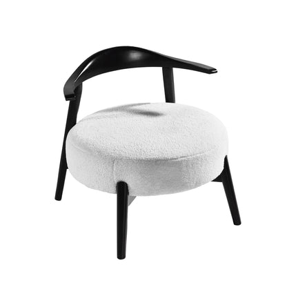 Upholstered Accent Chair, Modern Living Room Chairs, Reading Armchair for Sunroom Bedroom, White, Supports 300lbs