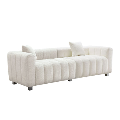 87.4'' Premium Velvet Sofa 3-Seater Loveseat, Modern Bubble Upholstered Couch with Metal Base Legs and 2 Pillows for Living Room, Bedroom.