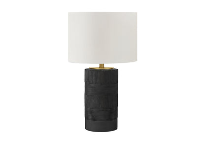 Lighting, 24'h, Table Lamp, Black Resin, Ivory / Cream Shade, Contemporary