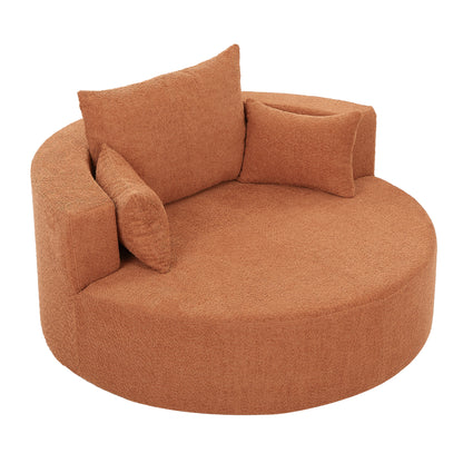 360° Swivel Accent Barrel Chair with Removable Pillows, Orange Red Chenille, 56.3 Inch