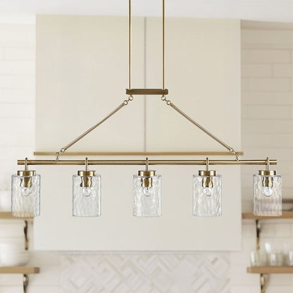 5-light Linear Chandelier with Textured Glass Shades