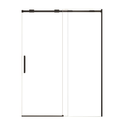 Matted Black Semi-Frame Single Sliding Shower Door, 304 Stainless Steel, 5/16' Tempered Clear Glass, 56-60'W x 74'H