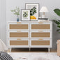 43.31'6-Drawers Rattan Storage Cabinet Rattan Drawer,for Bedroom,Living Room,White