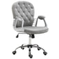 Velvet Home Office Chair, Button Tufted Desk Chair with Padded Armrests, Adjustable Height and Swivel Wheels, Gray