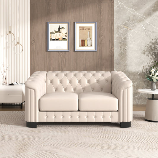 64.3' Velvet Upholstered Loveseat Sofa,Modern Loveseat Sofa with Thick Removable Seat Cushion,2-Person Loveseat Sofa Couch for Living Room,Bedroom,or Small Space(Old SKU:SG000575AAA),Beige
