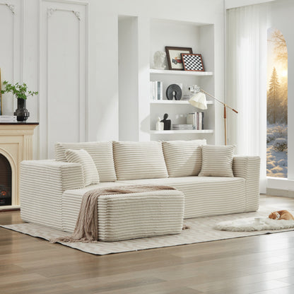 106' Cloud Sectional Couch L-Shape with Left Facing Chaise(Single Seat is not included),Deep Seat Modern Modular Sofa for Living Room,No Assembly Required,Beige (Plush Corduroy Fabric),SF502BG-LFC