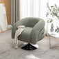 Modern style  emerald single swivel sofa chair, Teddy upholstered single sofa with round and fluffy reading chair, suitable for living room, bedroom, corner.