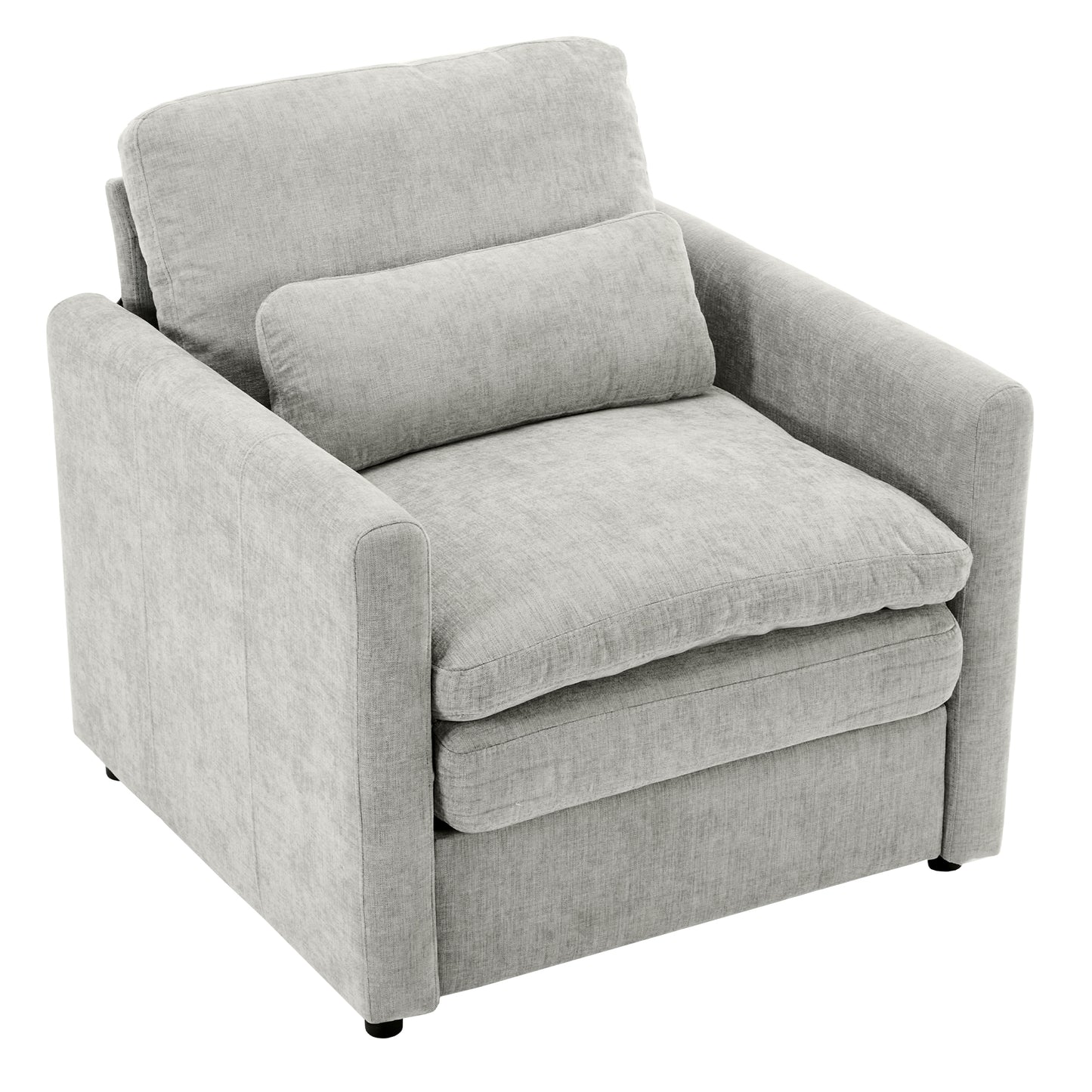 Cozy Upholstered Armchair Oversized Comfy Cloud Sofa Double Cushion Single Sofa in Light Grey Chenille, 31.9'