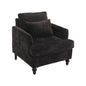 Modern Accent Chair Lounge Chair Black Chenille Tufted Club Chair Mid Century Arm Chair with Solid Wood Frame