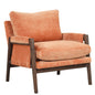 Mid-Century Modern Velvet Accent Chair with Solid Wood, Thick Seat Cushion, Orange