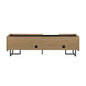 Contemporary Low-Profile TV Stand for TVs up to 65 inches - Coastal Oak Finish with Faux Marble Top