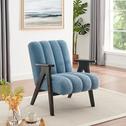 Rella Modern Teddy Sherpa Accent Chair with Espresso Wood Frame