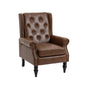 Modern Wood Frame Armchair Lounge Chair with Sturdy Legs in Brown PU Leather for Living Room and Bedroom
