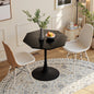 31.50'Modern Octagonal Coffee Table with Printed Black Marble Table Top,Metal Base, for Dining Room, Kitchen, Living Room