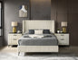Mavela Wide Wale Corduroy Upholstery Panel Queen Bed with 2 Nightstands, Cream
