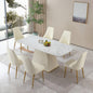 71' Contemporary Dining Table Sintered Stone Square Pedestal Base with 6 pcs Chairs .