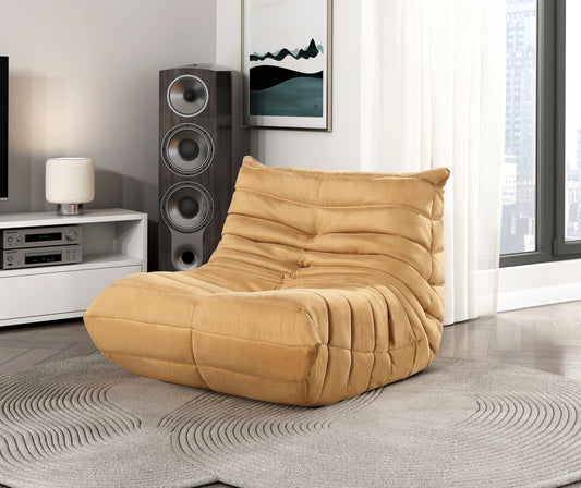 Luxury Accent Chair Tufted Yellow Microfiber Comfy Chair Living Room Furniture 1pc Floor Chair