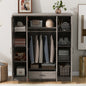 4-Door Mirror Wardrobe with shelves, Gray