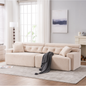 LY-029 APRICOT COMPRESSION SOFA: 4-seater combined sofa, Wood Grain Chenille fabric, full sponge compression sofa,combined sofa with 2 pillows  for living/ Home Furniture/ Apartment