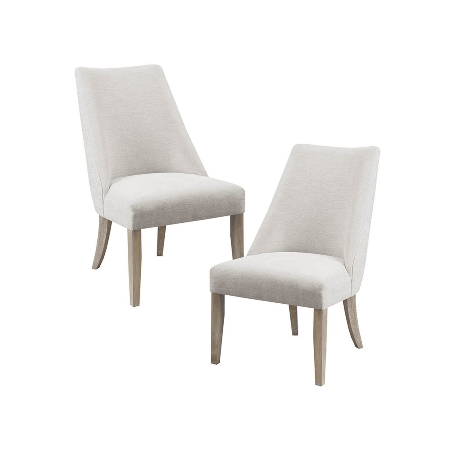 Modern Type Dining Chair Set of 2 Upholstered Ivory Solid Wood