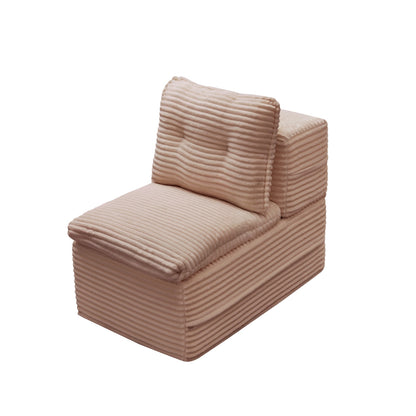 Multi Functional Sectional Sofa Bed with Independent Chaise Lounge and Functional Blanket,Plush Corduroy Sofa Couch,Convertible Sofa Bed,80' King Size Bed,Deep Seat Fluffy Sofa,Pink