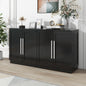TREXM Sideboard Buffet Cabinet with Storage, Buffet Cabinet with Adjustable Shelves and Silver Handles Sideboard Cabinet for Kitchen, Dining Room, Living Room, Black