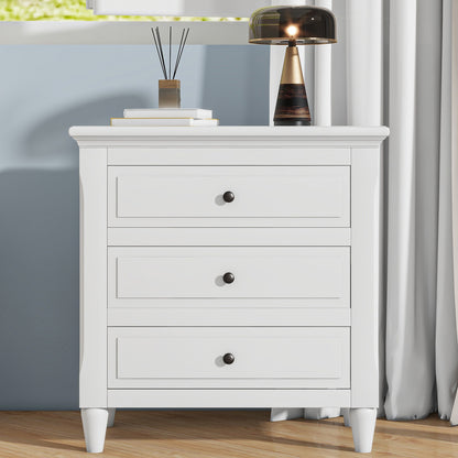 U_STYLE Embrace sophisticated organization with a contemporary bedside cabinet featuring three robust drawers, offering ample space to store personal items and simplify your daily routine.