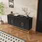 TREXM Sideboard Buffet Cabinet with Storage, sideboard cabinet with Adjustable Shelves, Rectangular Metal Handles and Legs for Kitchen, Living room, and Dining Room, Black