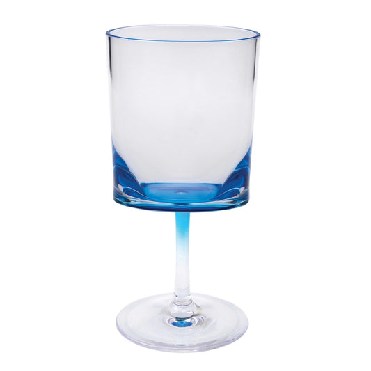LeadingWare Oval Halo Plastic Wine Glasses Set of 4, BPA Free, Unbreakable, Blue Acrylic, 12oz