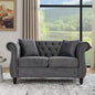 58.8' Chesterfield Sofa Grey Velvet for Living Room, 2 Seater Sofa Tufted Couch with Rolled Arms and Nailhead for Living Room, Bedroom, Office, Apartment, two pillowsW834S00069
