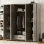 4-Door Wardrobe with 1 Drawer, Gray
