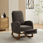25.4'W Rocking Chair for Nursery, High Back Glider Chair with Retractable Footrest, Side Pocket, Rocking Accent Armchair with Rubber Wood Legs for Living Room/Bedroom.Charcoal