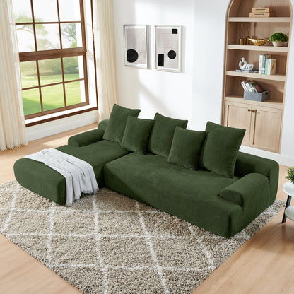 110.25x67'' Modern Upholstered L-Shape Sectional Sofa Couch, Modular Compressed Sofa with Free Combination for Living Room Bedroom, Melange Velvet, Green