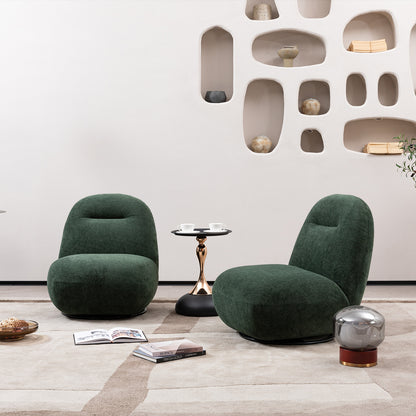 Larger Luxury Modern Swivel Accent Chair, Tight Back Ice Flower Velvet Sofa Chair, Minimalist Style Comfy Single Cloud Chair Armless Cozy Chair for Living Room Apartment Reception Space