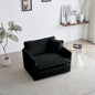 Comfy Deep Single Seat Sofa Upholstered Reading Armchair Living Room Chair Black Chenille Fabric , 1 Toss Pillow