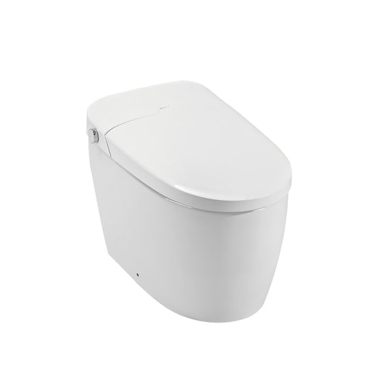 Smart One Piece Bidet Toilet with Warm Air Dryer Heated Seat LED Night Light Auto Open/Close in White Ceramic
