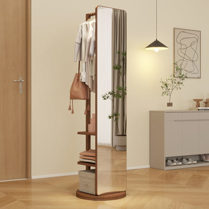 Full-length mirror, rubber wood + mirror, 68.8*19.6 inches (mirror width: 15.7 inches) large full-length mirror, easy to dress, organize and place in the bedroom/living room/office/cloakroom (walnut)