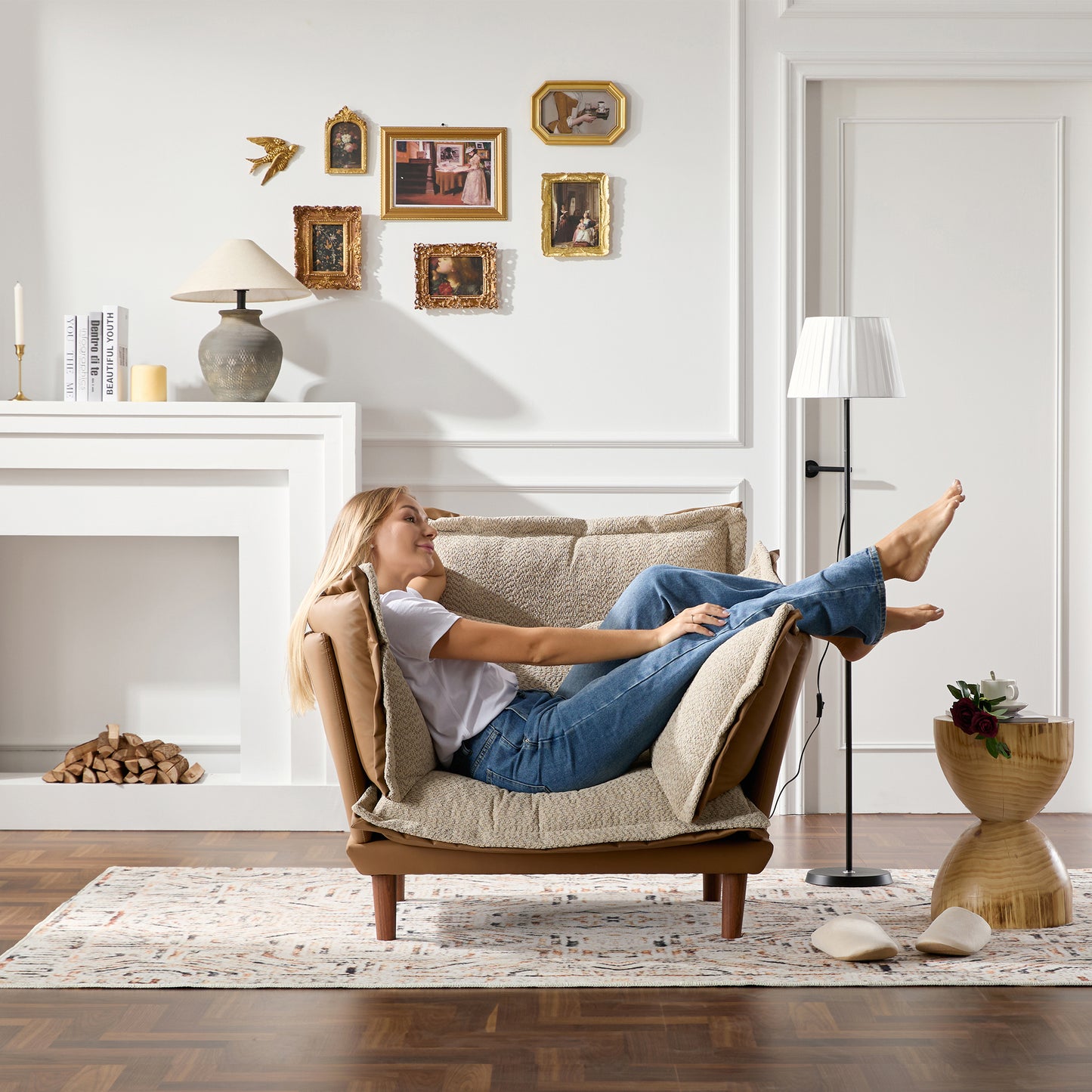 Modern Style Chenille Oversized Armchair Accent Chair Single Sofa Lounge Chair for Living Room, Bedroom