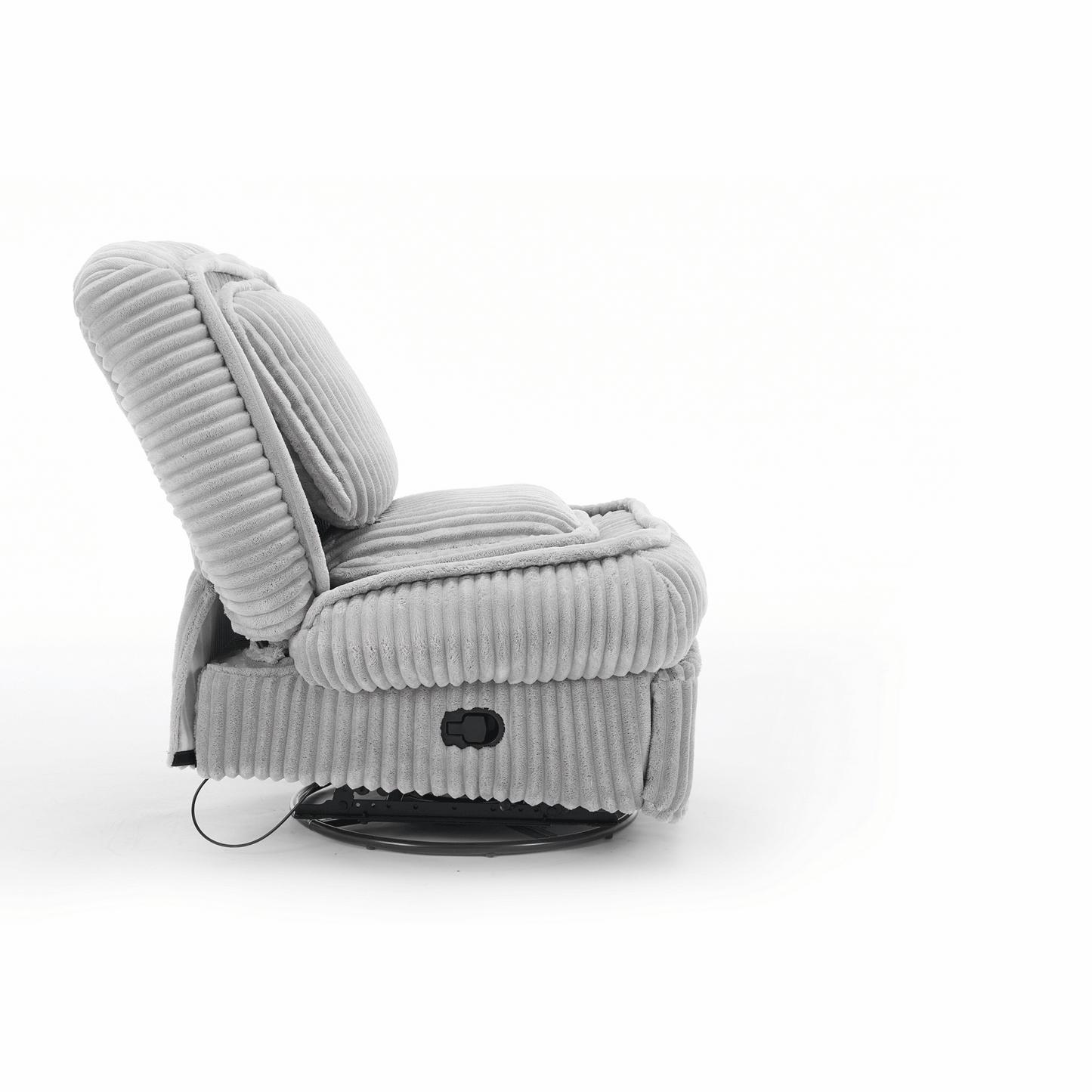 [NEW ARRIVED] 360° Swivel Rocking Single Sofa,Recliner Sofa, Manual Glider Rocking Armless Chair,Living Room Office, With Adjustable Backrest and Footrest and pillows, Small Spaces,Corduroy , Gray