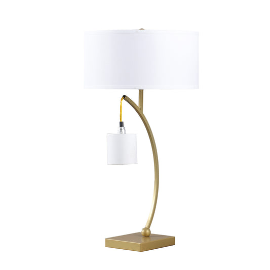 28.5' In Contemporary Dual Gold Arc W/ Hanging Pendelum Lamp Metal Table Lamp